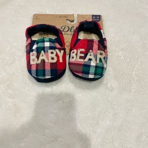 Dearfoams Baby Bear plaid slippers 6-9 months new with tags